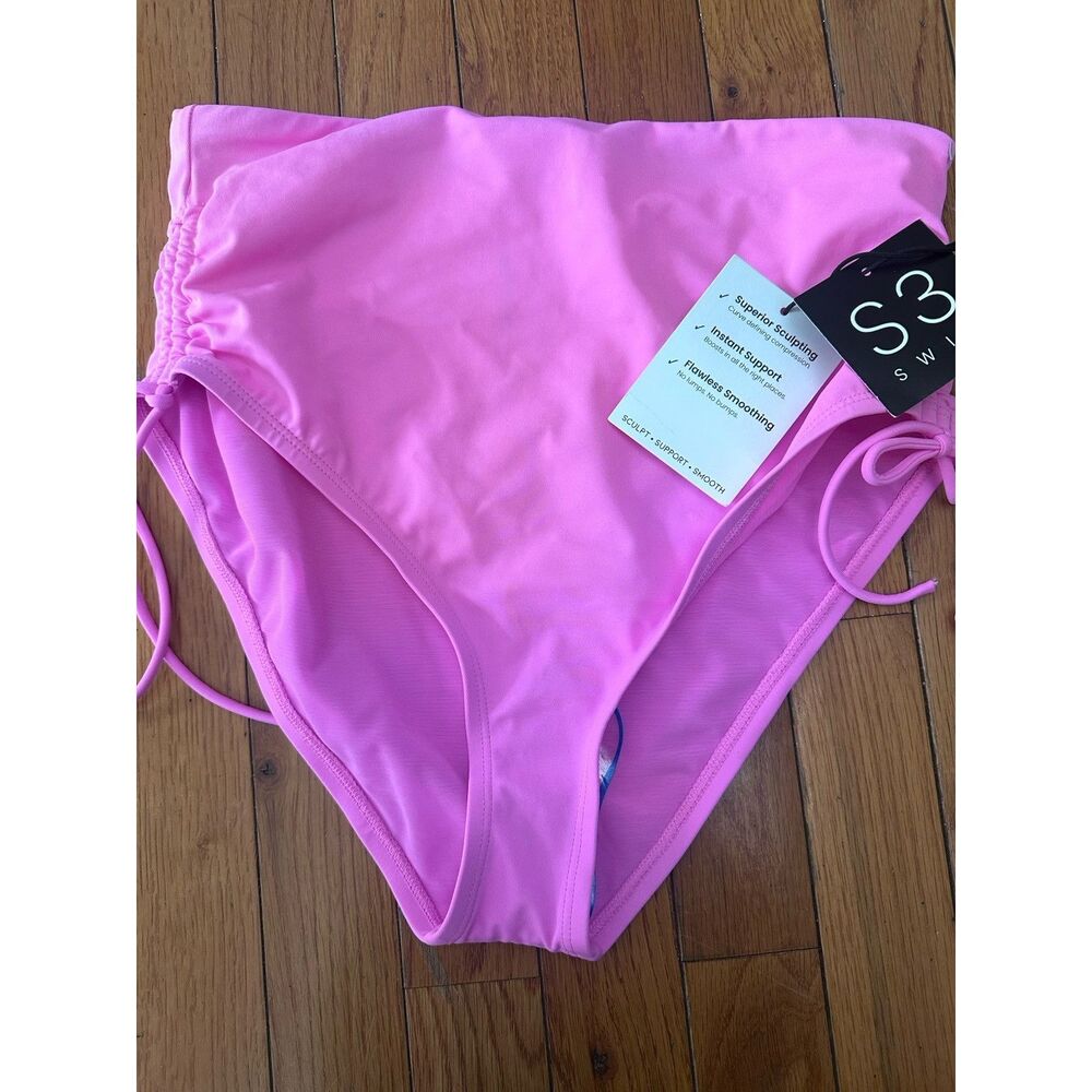 NWT S3 Swim M UPF50 Swim Bikini Bottom Hot Orchid Sculpting Smoothing Support